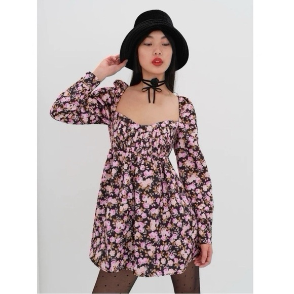 For Love And Lemons Kate Long Sleeve Mini Dress - Picture 1 of 16